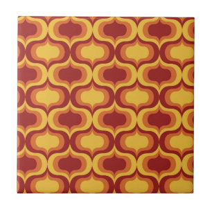 Midden eeuws vintage oranje geel rood Ogee patroon Tegeltje