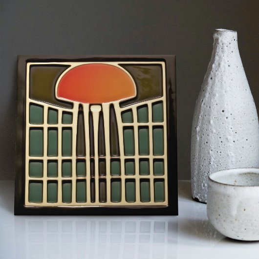 Midden-eeuwse Abstracte kwal Art Deco Tegeltje