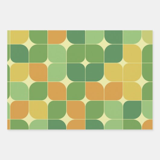 Midden-eeuwse abstracte patroon groen sinaasappel inpakpapier vel (Voorkant 3)