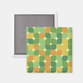 Midden-eeuwse abstracte patroon groen sinaasappel magneet (Voorkant / Achterkant)
