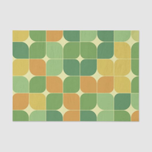 Midden-eeuwse abstracte patroon groen sinaasappel tissuepapier (Voorkant)