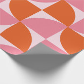 Midden-eeuwse Abstracte Sinaasappel en roze patroo Cadeaupapier (Hoek)