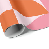 Midden-eeuwse Abstracte Sinaasappel en roze patroo Cadeaupapier (Rol Hoek)