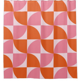 Midden-eeuwse Abstracte Sinaasappel en roze patroo Douchegordijn