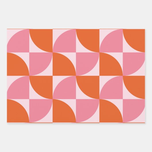 Midden-eeuwse Abstracte Sinaasappel en roze patroo Inpakpapier Vel (Voorkant 3)