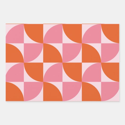 Midden-eeuwse Abstracte Sinaasappel en roze patroo Inpakpapier Vel (Voorkant 2)