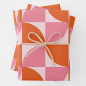 Midden-eeuwse Abstracte Sinaasappel en roze patroo Inpakpapier Vel (In situ)