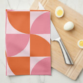 Midden-eeuwse Abstracte Sinaasappel en roze patroo Theedoek (Quarter Fold)