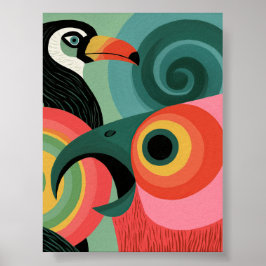 Midden-eeuwse Abstracte Toekan Geometrische Wandku Poster