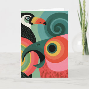 Midden-eeuwse abstracte toekan vogel geometrische kaart