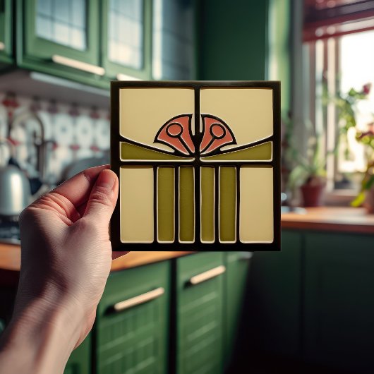 Midden-eeuwse Abstracte Tulpen Arts Crafts Movemen Tegeltje