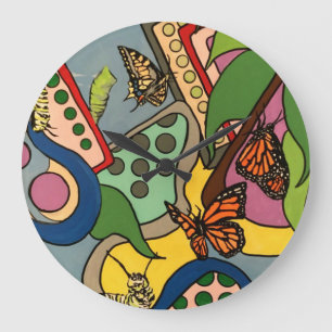 Midden-eeuwse abstracte vlinderfabrieksschildering grote klok