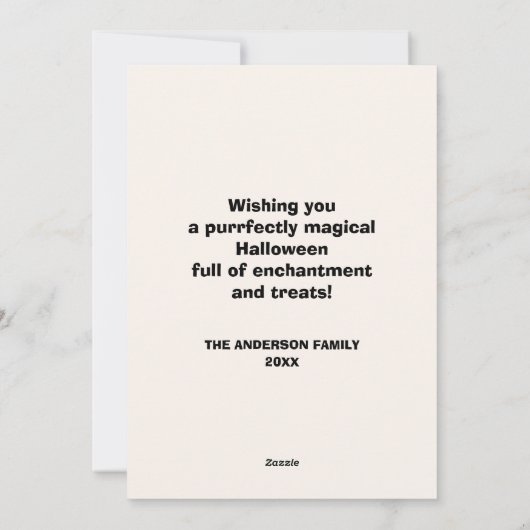 Midden-eeuwse Atom Halloween Kat Feestdagenkaart (Achterkant)