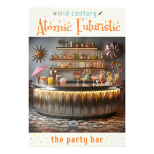 Midden eeuwse atomaire futuristische partybar foto afdruk