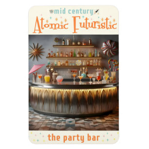 Midden eeuwse atomaire futuristische partybar magneet