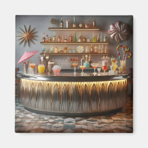 Midden eeuwse atomaire futuristische partybar magneet