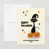 Midden-eeuwse Atomaire Halloween Kat Feestdagenkaart (Voorkant / Achterkant)