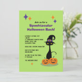Midden-eeuwse Atomaire Halloween Kat Kaart (Staand voorkant)