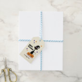 Midden-eeuwse atomaire Halloweenkat Cadeaulabel (Met Touw)