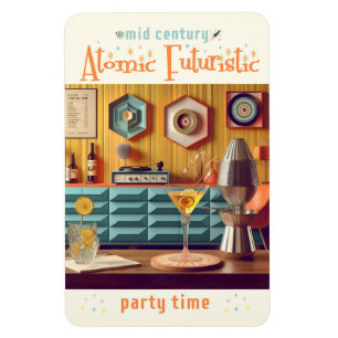 Midden Eeuwse Atomaire Retro Futuristische Feestza Magneet