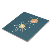 Midden-eeuwse Atomic Starburst Donker Blauwgroen Tegeltje (Zijkant)
