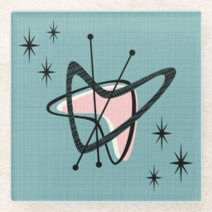 Midden-eeuwse atoomboommerken en Starbursts Glazen Onderzetter