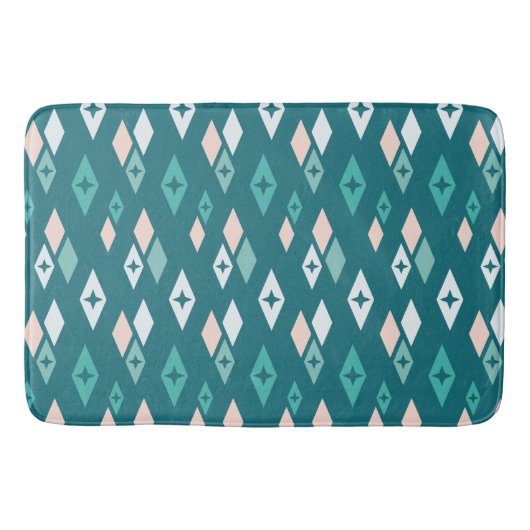 Midden-eeuwse atoomdiamanten Blauwgroen, perzik, B Badmat (Voorkant)