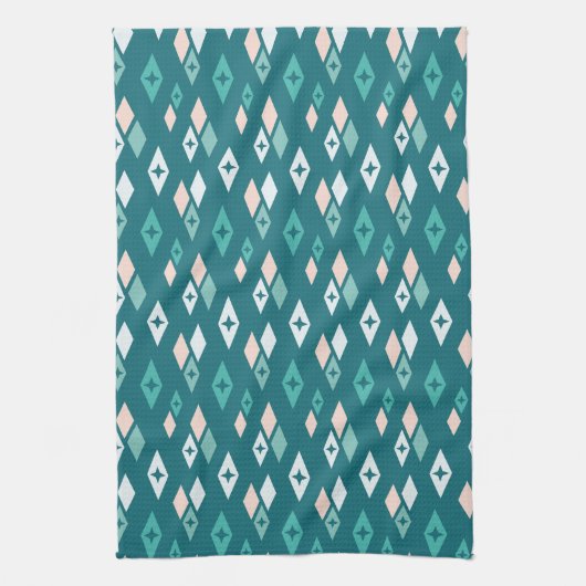 Midden-eeuwse atoomdiamanten Blauwgroen, perzik, B Theedoek (Verticaal)