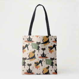 Midden-eeuwse atoomkat ontwerp | Retro kat Tote Bag