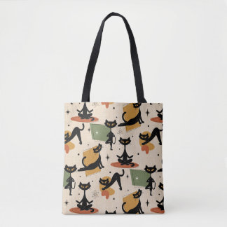 Midden-eeuwse atoomkat ontwerp | Retro kat Tote Bag
