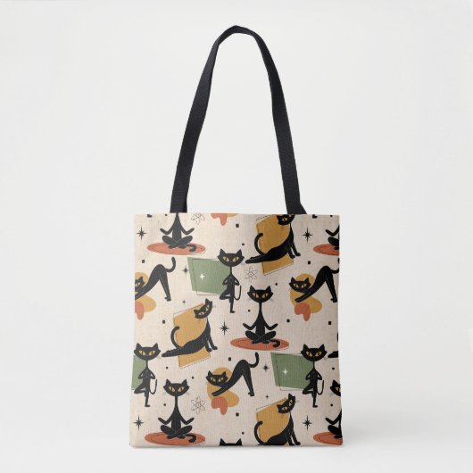 Midden-eeuwse atoomkat ontwerp | Retro kat Tote Bag (Voorkant)