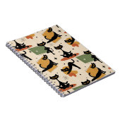 Midden-eeuwse atoomkatontwerp | Retro kat Notitieboek (Rechterzijde)