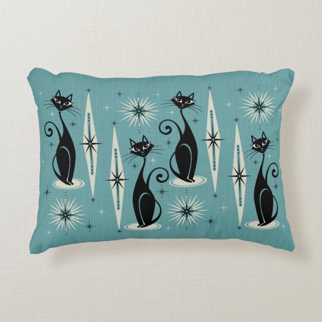Midden-eeuwse atoomkatten met gemiddelde retro - b accent kussen (Voorkant)
