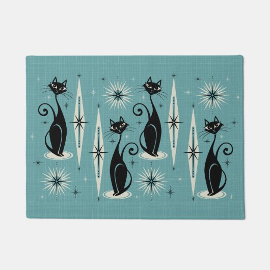 Midden-eeuwse atoomkatten met gemiddelde retro - b deurmat (Voorkant)