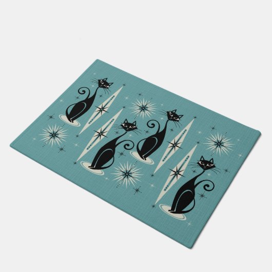 Midden-eeuwse atoomkatten met gemiddelde retro - b deurmat (Schuin)