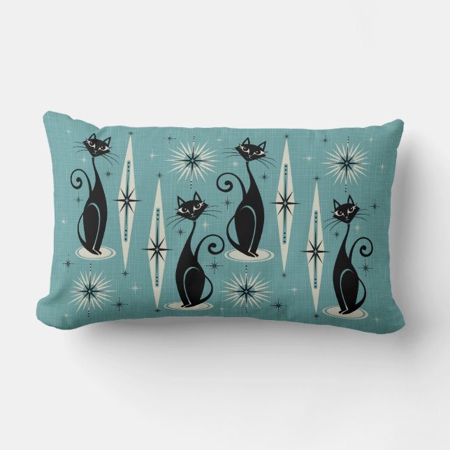 Midden-eeuwse atoomkatten met gemiddelde retro - b kussen (Voorkant)