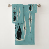 Midden-eeuwse atoomkatten met gemiddelde retro op bad handdoek (Insitu)