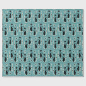 Midden-eeuwse atoomkatten met gemiddelde retro op cadeaupapier (Vlak)