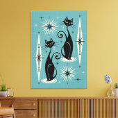 Midden-eeuwse atoomkatten met gemiddelde retro op  canvas afdruk (Insitu (Woonkamer))