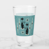 Midden-eeuwse atoomkatten met gemiddelde retro op  glas (Achterkant)