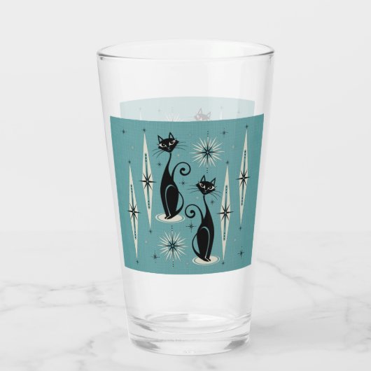 Midden-eeuwse atoomkatten met gemiddelde retro op glas (Achterkant)