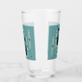 Midden-eeuwse atoomkatten met gemiddelde retro op  glas (Links)
