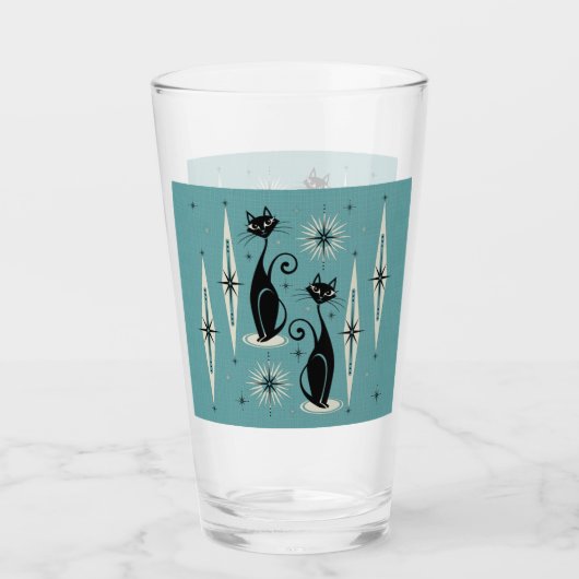 Midden-eeuwse atoomkatten met gemiddelde retro op  glas (Voorkant)