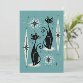 Midden-eeuwse atoomkatten met gemiddelde retro op kaart (Staand voorkant)