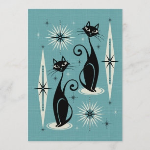 Midden-eeuwse atoomkatten met gemiddelde retro op  kaart