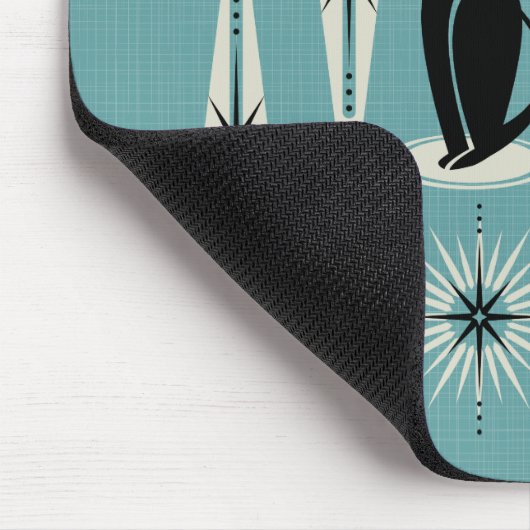 Midden-eeuwse atoomkatten met gemiddelde retro op  muismat (Hoek)