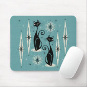 Midden-eeuwse atoomkatten met gemiddelde retro op muismat (Met muis)