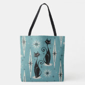 Midden-eeuwse atoomkatten met gemiddelde retro op tote bag (Voorkant)