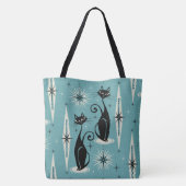 Midden-eeuwse atoomkatten met gemiddelde retro op tote bag (Achterkant)