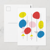 Midden-eeuwse atoomkunst in rood geel en blauw briefkaart (Voorkant / Achterkant)